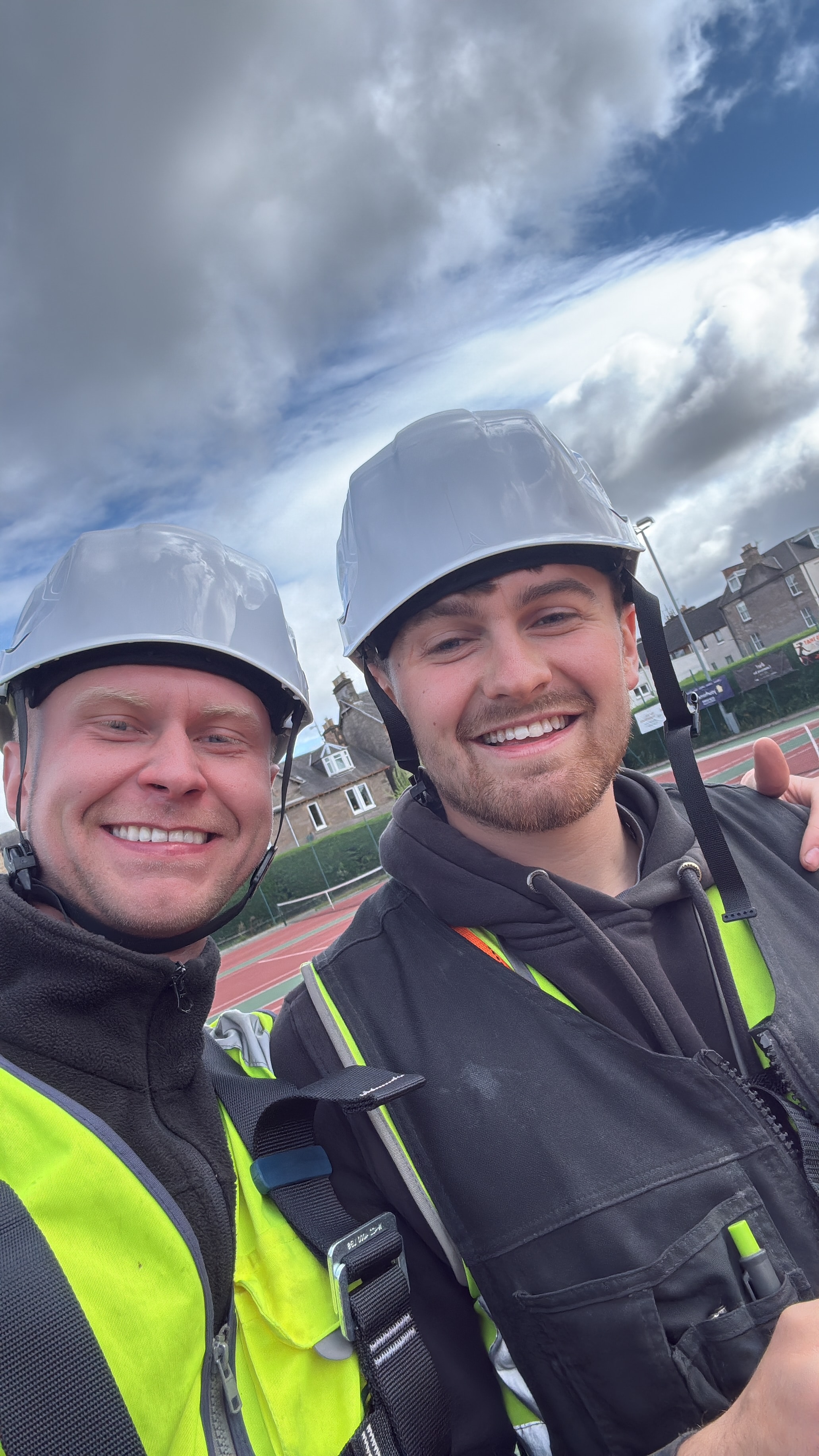 Broden team members working on site in PPE at Perth Tennis Club