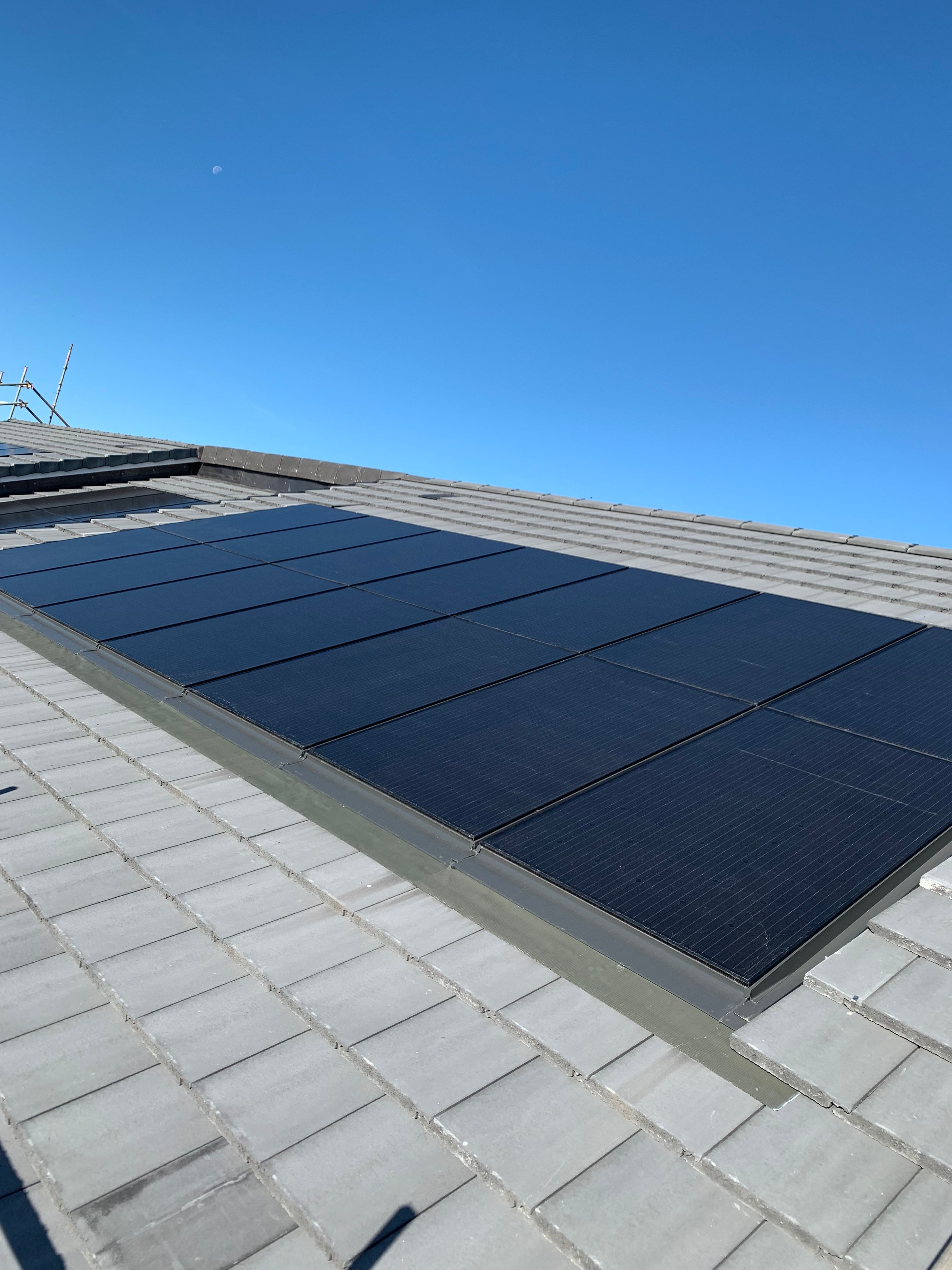 Close-up of rooftop solar PV array